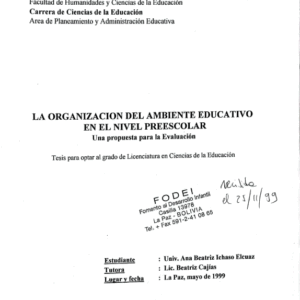 LA ORGANIZACIÓN DEL AMBIENTE EDUCATIVO EN EL NIVEL PREESCOLAR