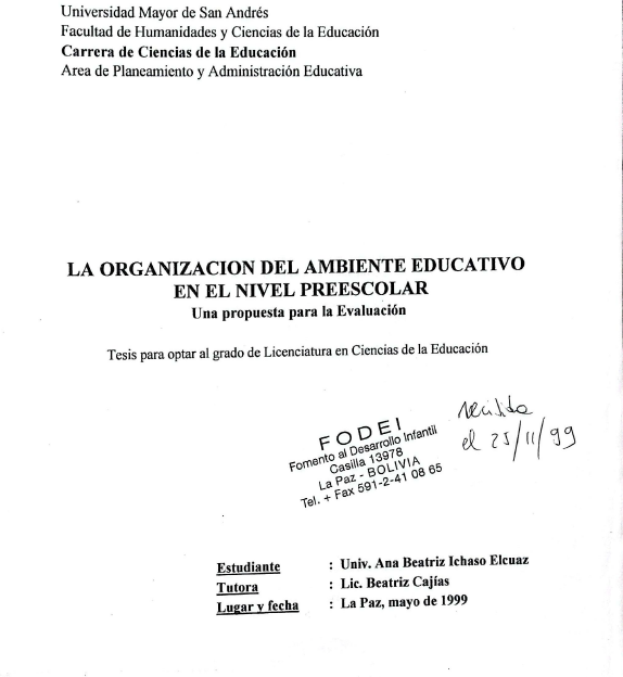 LA ORGANIZACIÓN DEL AMBIENTE EDUCATIVO EN EL NIVEL PREESCOLAR